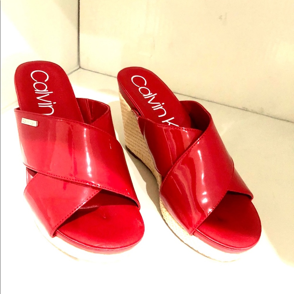 Calvin Klein new red sandals, size 8 no box